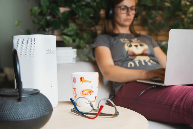 woman working remotely thanks to Ottie connectivity